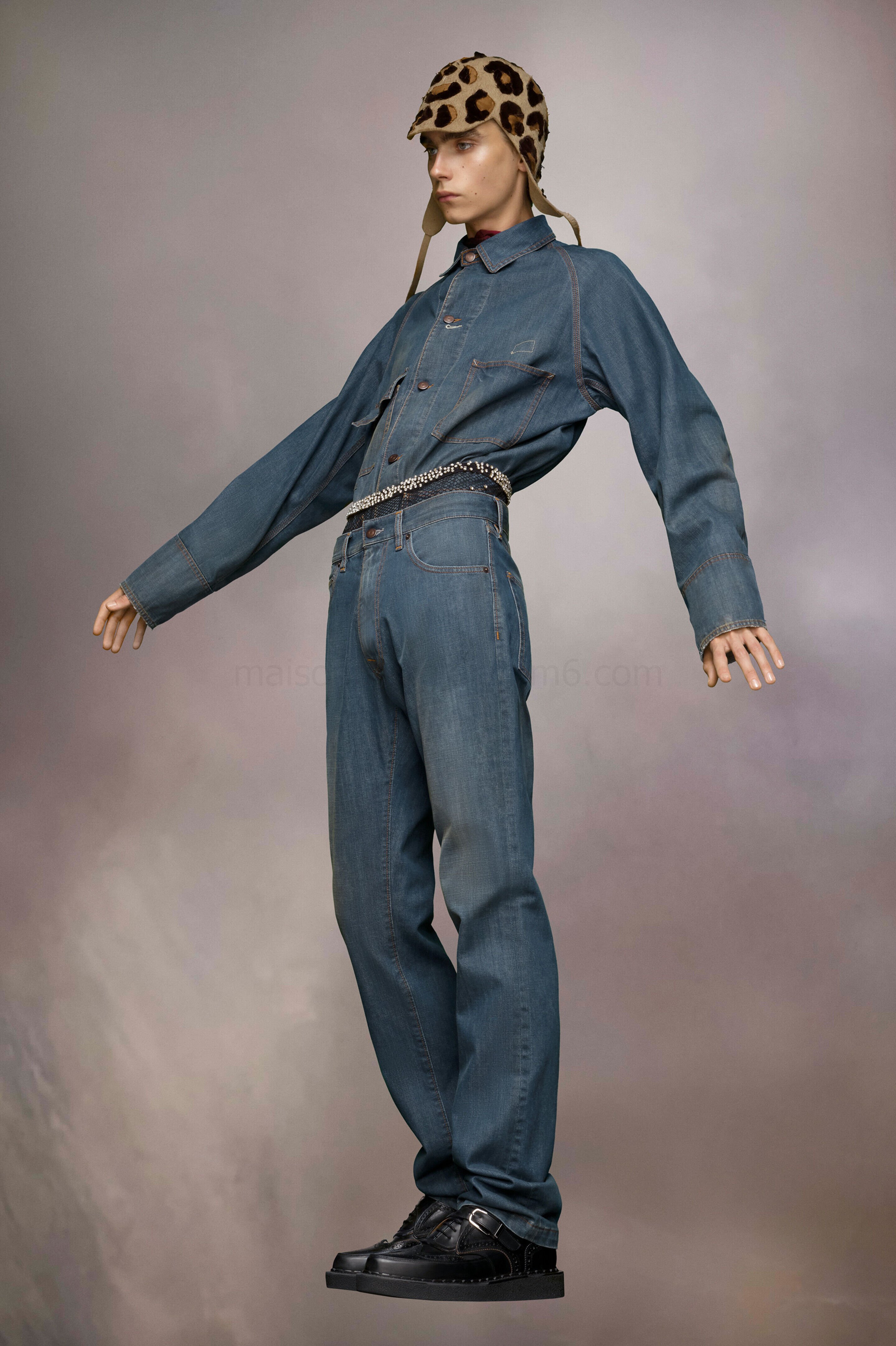 (image for) Jeans Mit Americana-Waschung Und Stulpen | Maison Margiela Mm6 - 784 - Click Image to Close