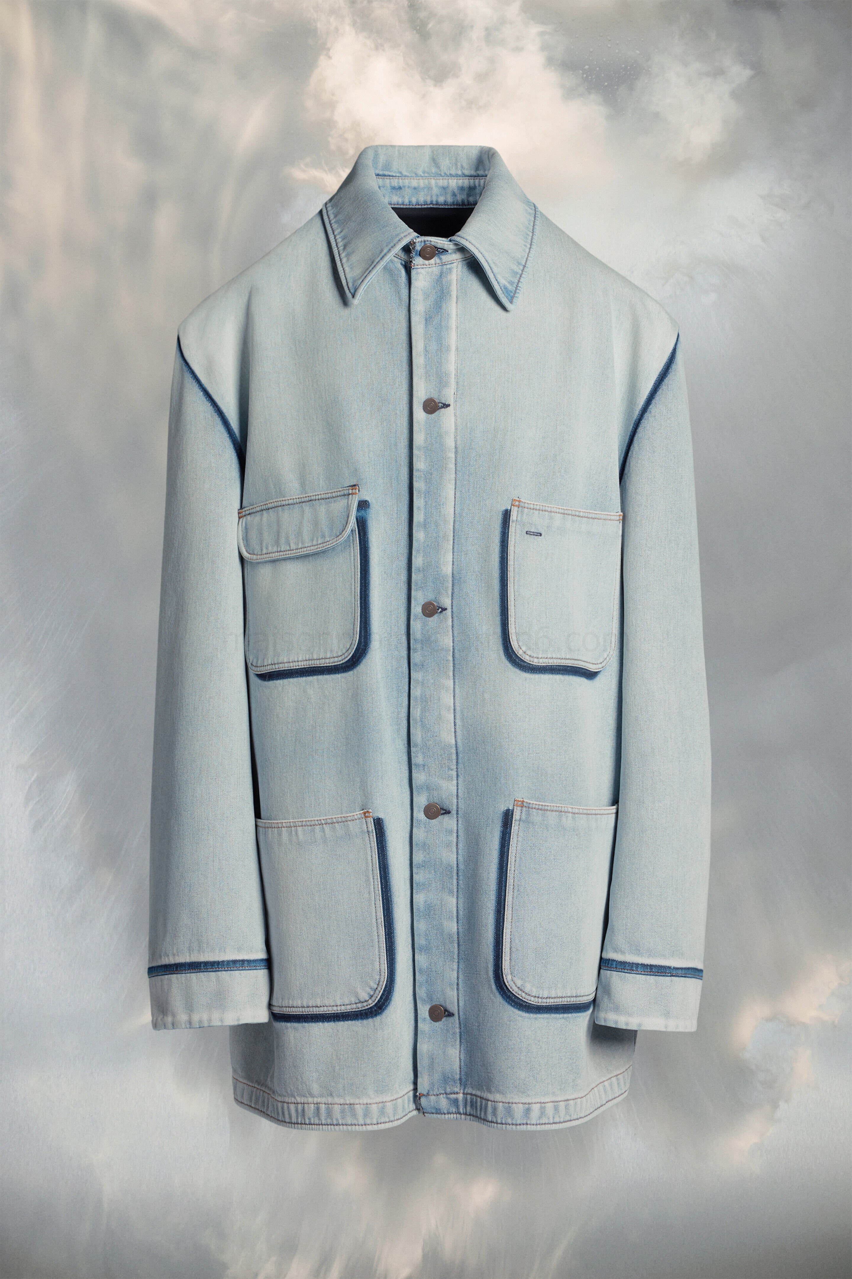 (image for) Kragenlose Oversized-Jeansjacke | Maison Margiela Mm6 - 916